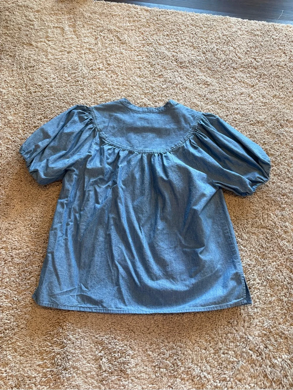 Chambray Puff Sleeve Top
